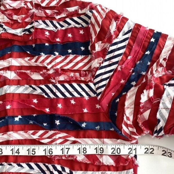 Patriotic American Blazer Jacket Womens M Long Sleeve Collar Stars Stripes - Picture 4 of 9